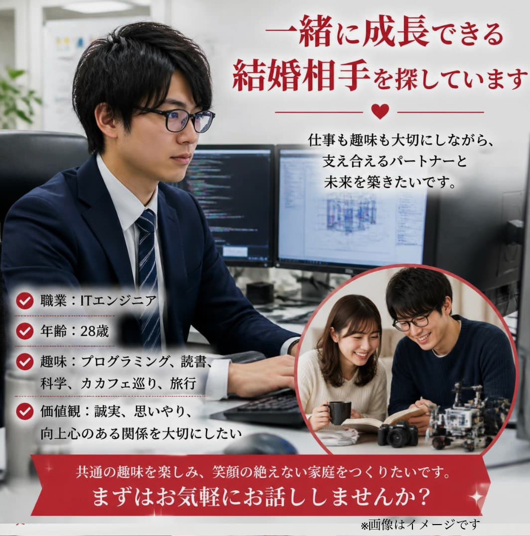 理系男性のお見合いとお相手探しを応援するイメージ画像