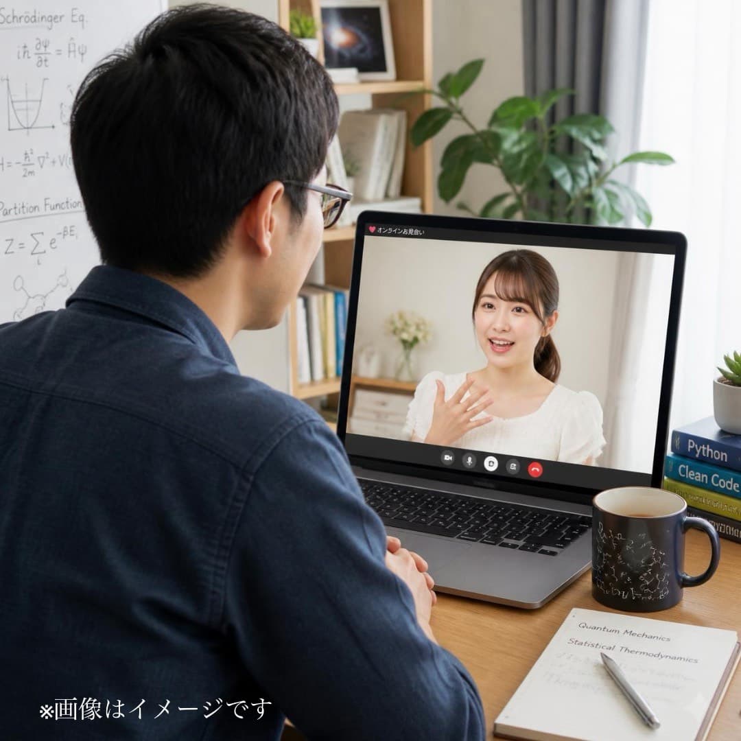 オンラインお見合いでリラックスして会話するイメージ